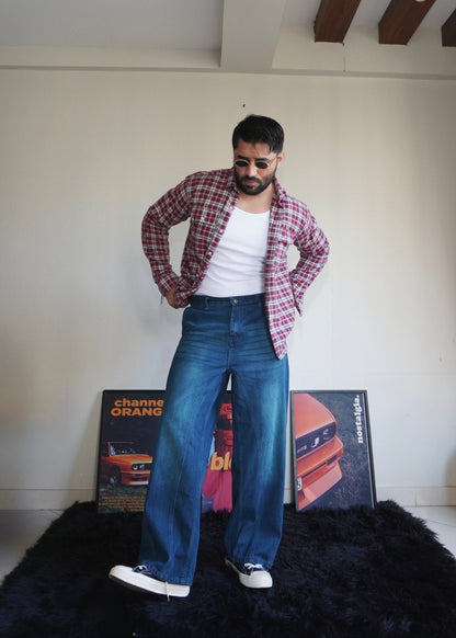 Tinted Vintage Washed  Wide Leg Jeans (Unisex)