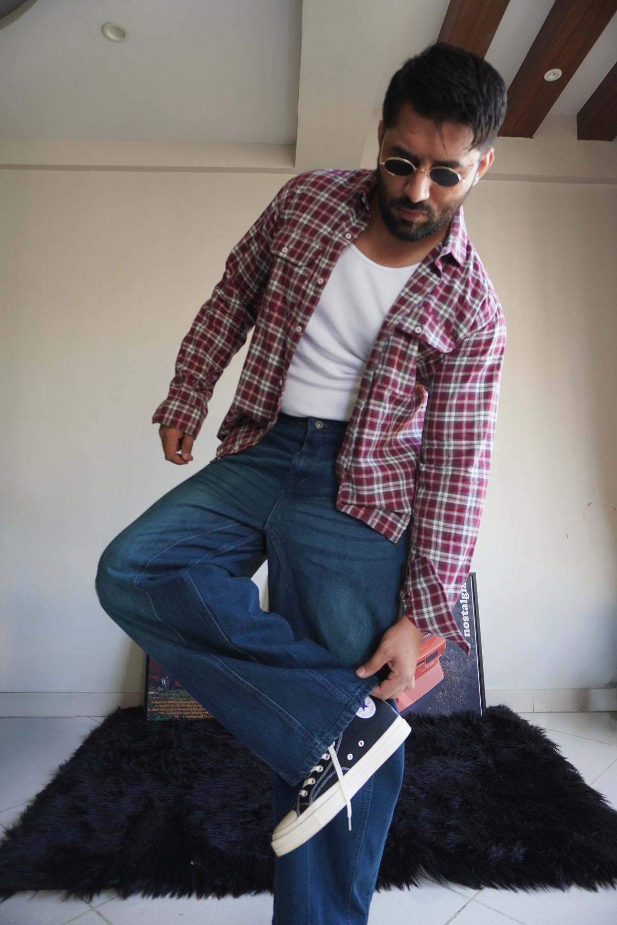 Tinted Vintage Washed  Wide Leg Jeans (Unisex)