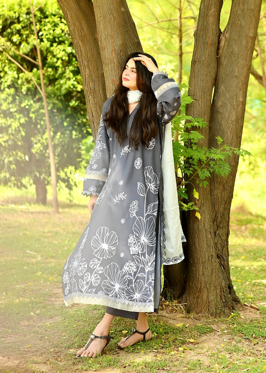 3PC Printed Stitched Suit - SL003