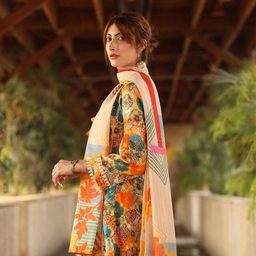 3PC Stitched Printed Lawn Suit - H304