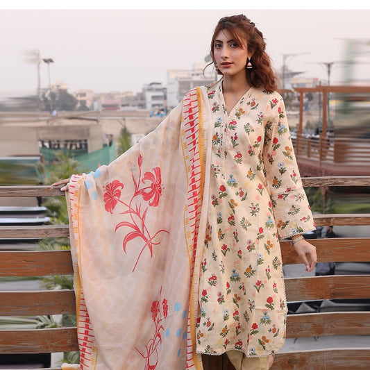 3PC Stitched Printed Lawn Suit - H307