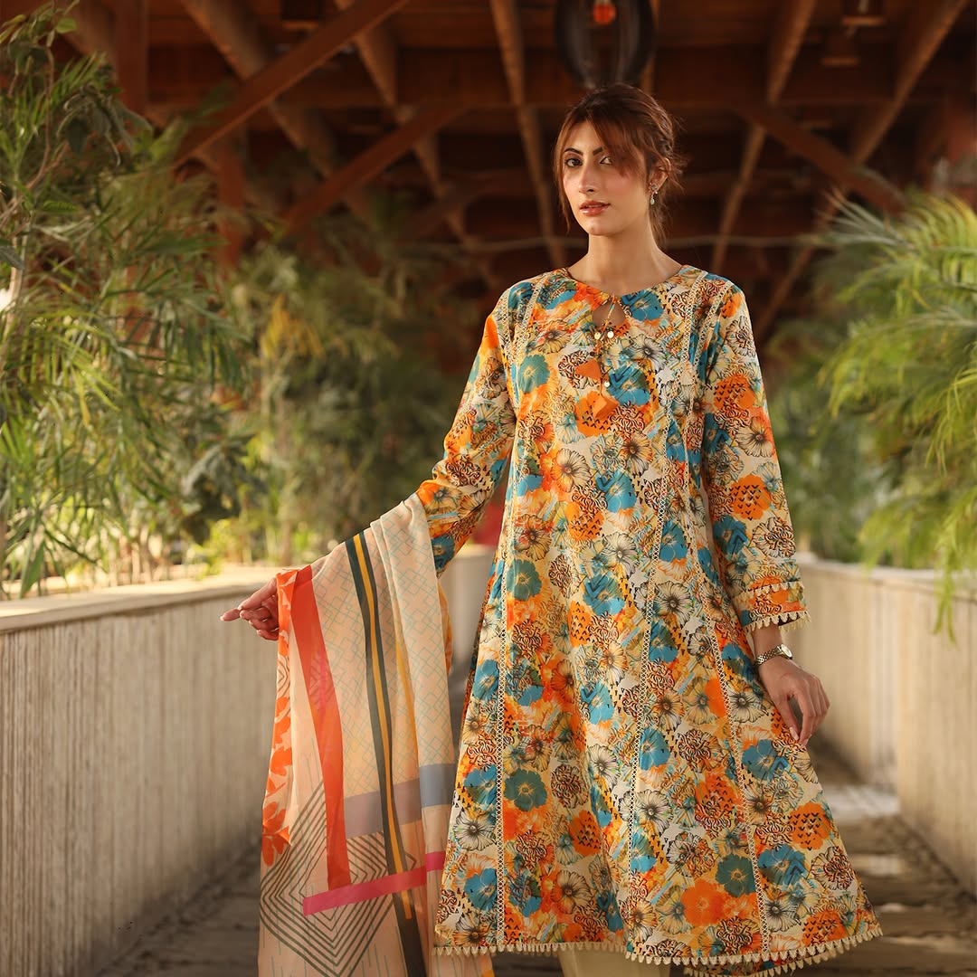 3PC Stitched Printed Lawn Suit - H304