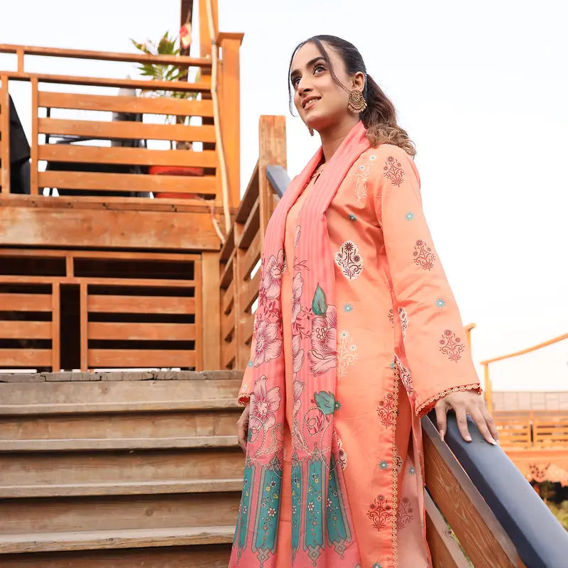 3PC Stitched Printed Lawn Suit - H303