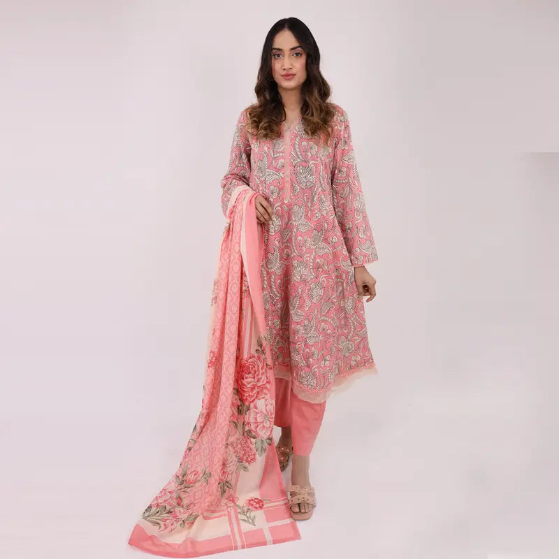 3PC Stitched Printed Lawn Suit - H312