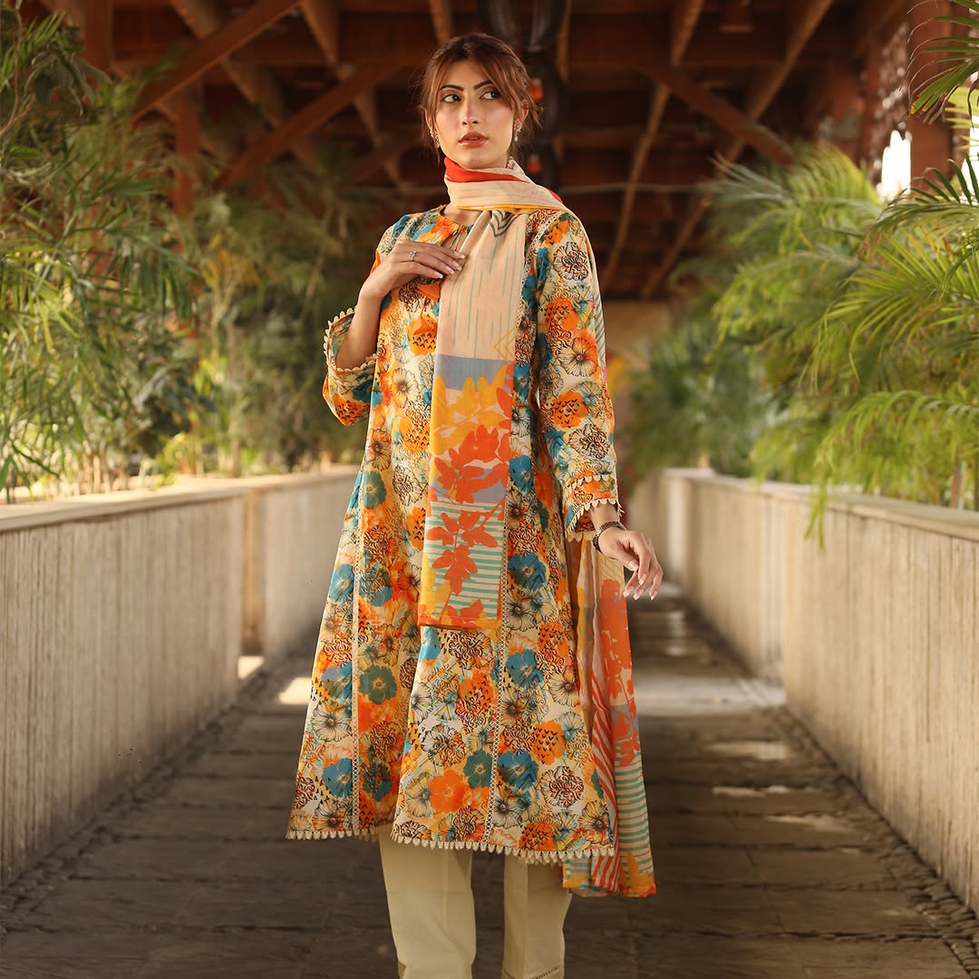 3PC Stitched Printed Lawn Suit - H304