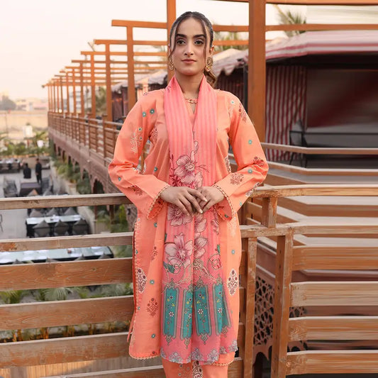 3PC Stitched Printed Lawn Suit - H303