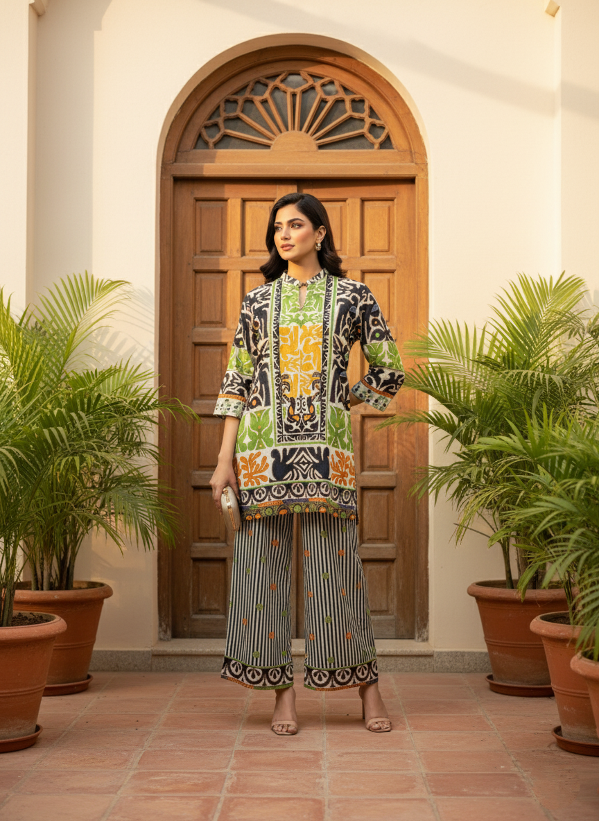 Printed Co-Ord Set (Pret) - 1144
