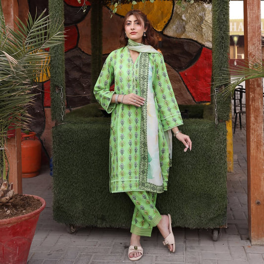3PC Stitched Printed Lawn Suit - H309