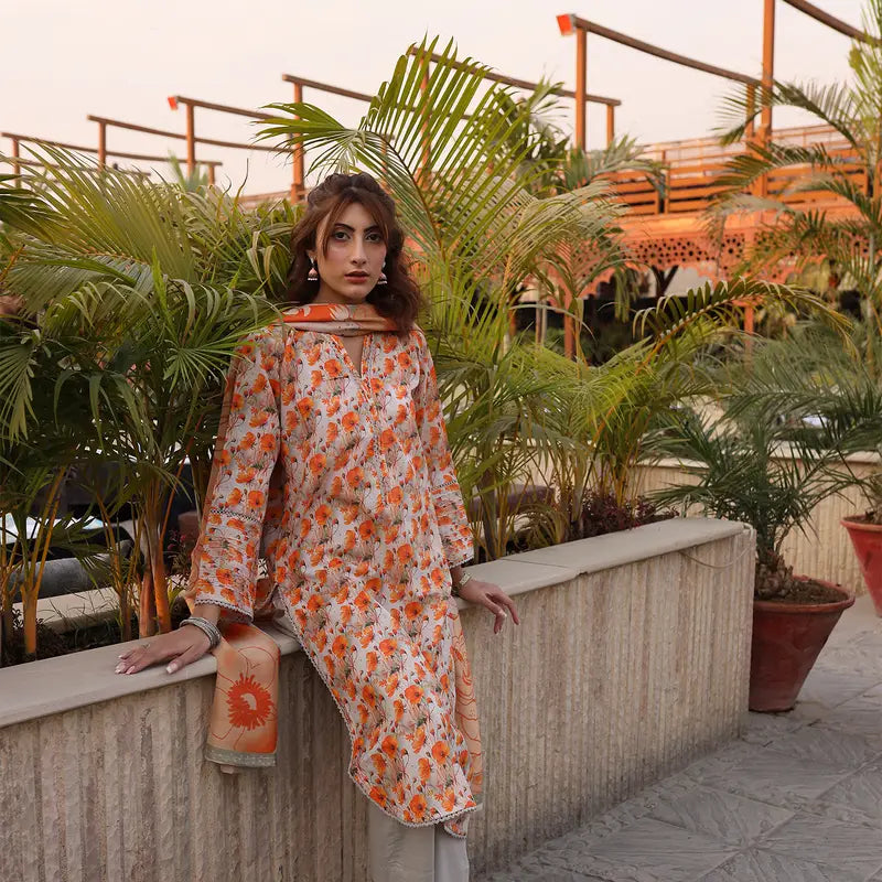 3PC Stitched Printed Lawn Suit - H306