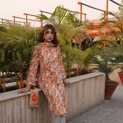3PC Stitched Printed Lawn Suit - H306
