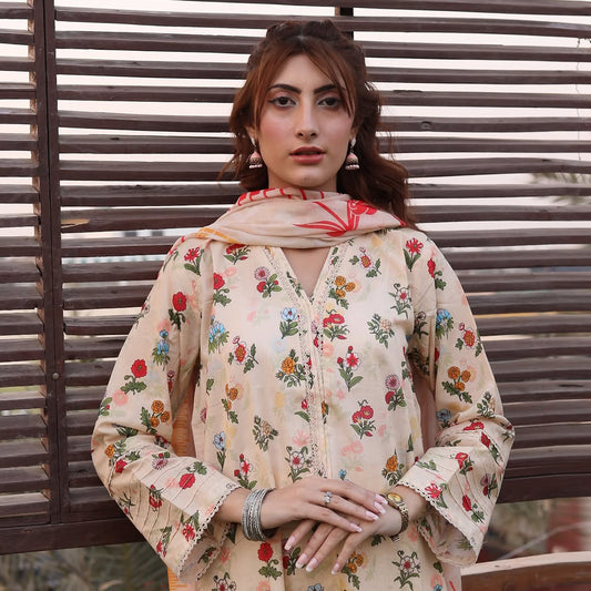 3PC Stitched Printed Lawn Suit - H307