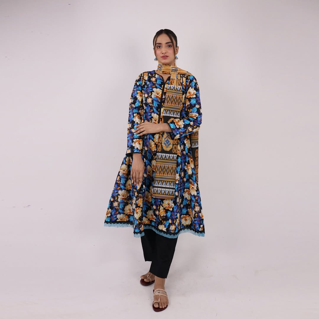 3PC Stitched Printed Lawn Suit - H313