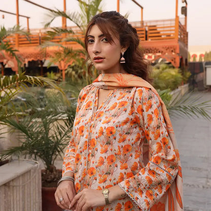 3PC Stitched Printed Lawn Suit - H306