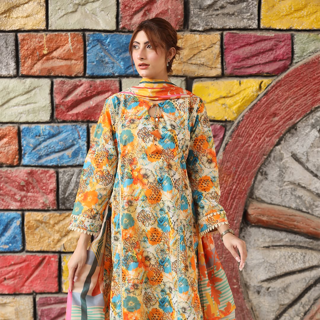 3PC Stitched Printed Lawn Suit - H304