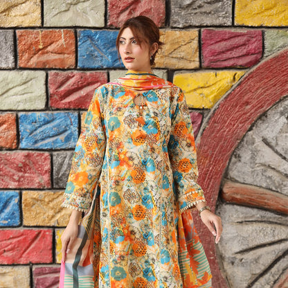 3PC Stitched Printed Lawn Suit - H304