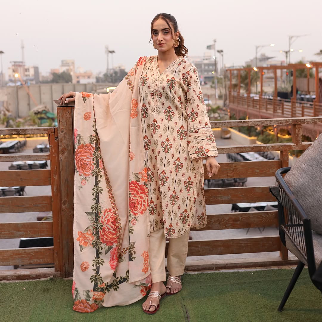 3PC Stitched Printed Lawn Suit - H305