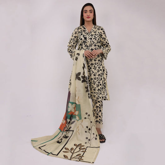 3PC Stitched Printed Lawn Suit - H302