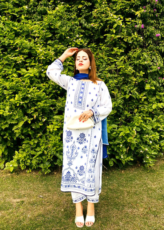 3PC Printed Stitched Suit - SL001