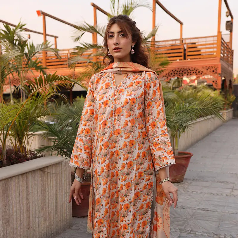 3PC Stitched Printed Lawn Suit - H306