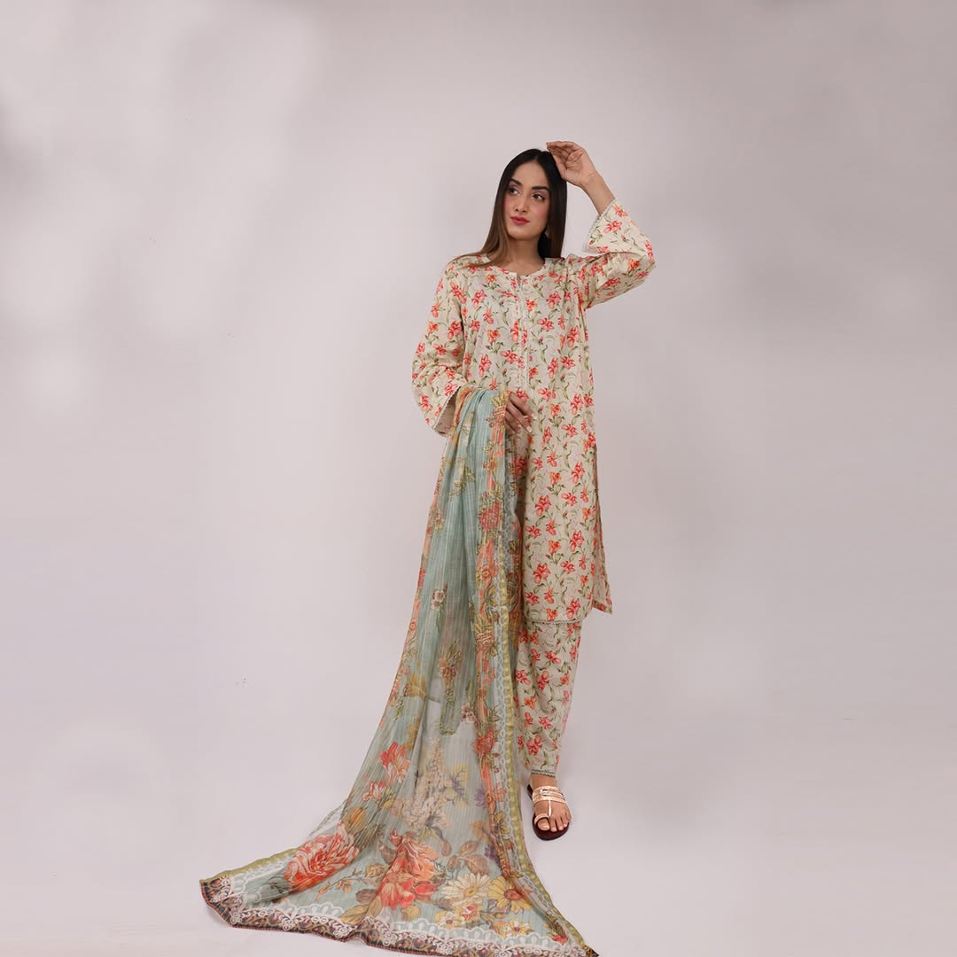 3PC Stitched Printed Lawn Suit - H308
