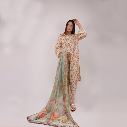 3PC Stitched Printed Lawn Suit - H308