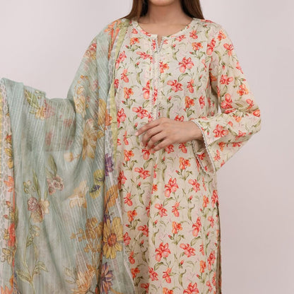 3PC Stitched Printed Lawn Suit - H308