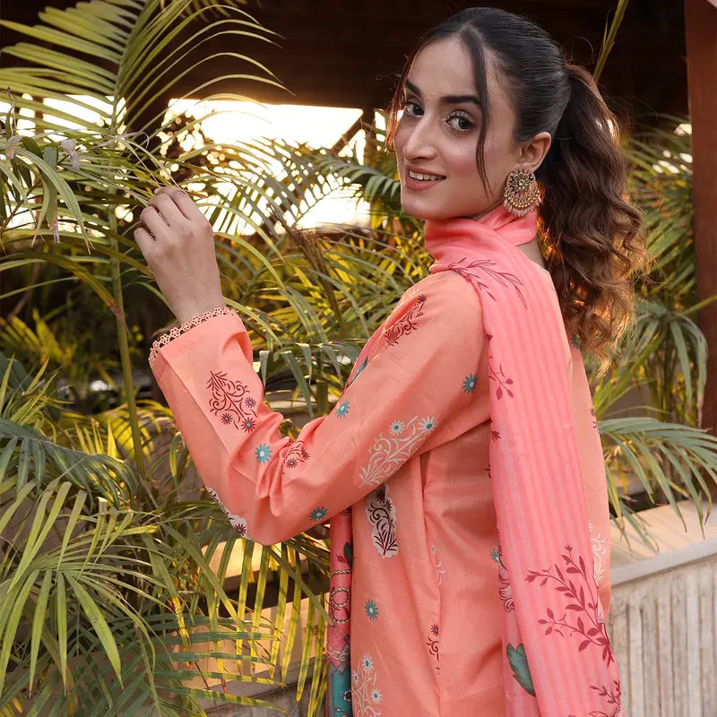 3PC Stitched Printed Lawn Suit - H303