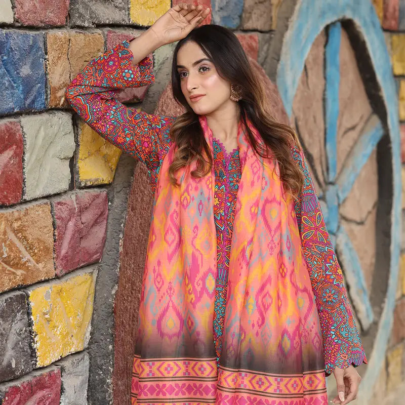 3PC Stitched Printed Lawn Suit - H301