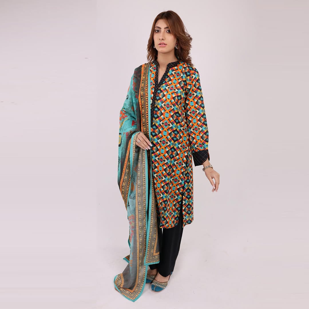3PC Stitched Printed Lawn Suit - H311