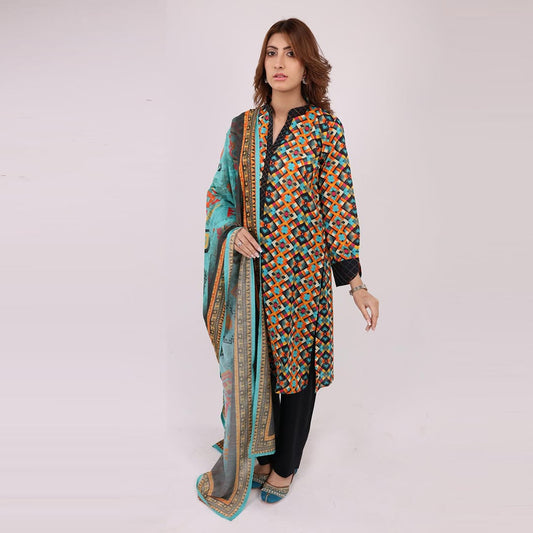 3PC Stitched Printed Lawn Suit - H311